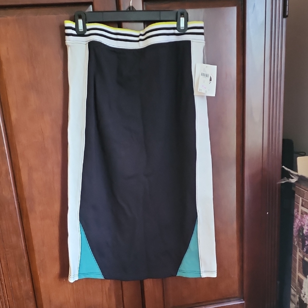 Black and White Athletic Midi Pencil Skirt
